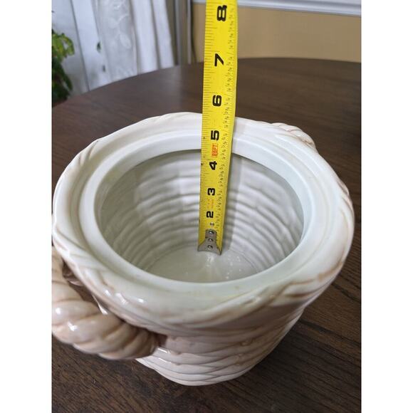 Fitz & Floyd Basket Weave Cookie Jar / Canister - Apple Plums Pear Grape 10 X 8 - Picture 11 of 16